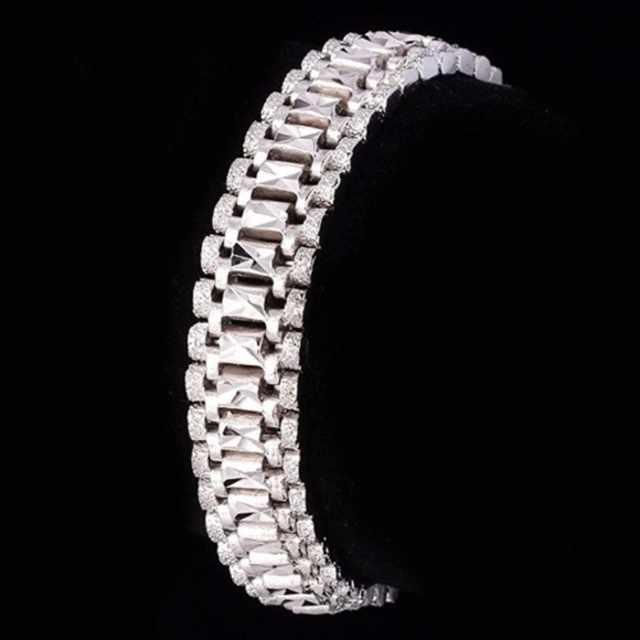 Mens "Adrian" Platinum Plated Link Bracelet - Picture 2 of 3